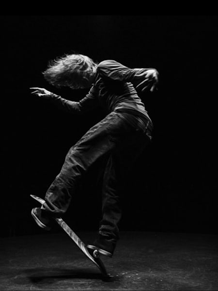 Skateboarder Rodney Mullen seen during the fiming of Revolution