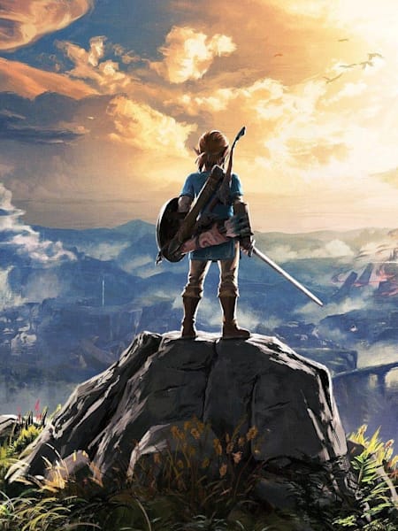 Promotional image of Hyrule in The Legend of Zelda: Breath of the Wild video game.