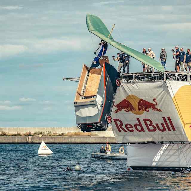 A craft falls into the water at Red Bull Flutag 2019, Gdynia, Poland