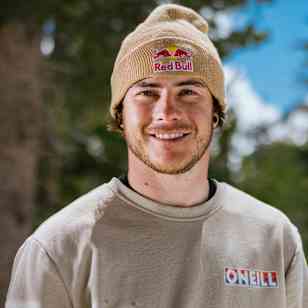 Sebastien Toutant poses for a portrait at the Red Bull Snow Team Session in Mammoth Lakes, California, USA on May 15, 2023.