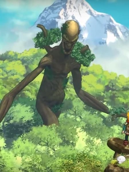 Screenshot of two characters meeting from Baldo, the forthcoming video game by developer Naps Team.