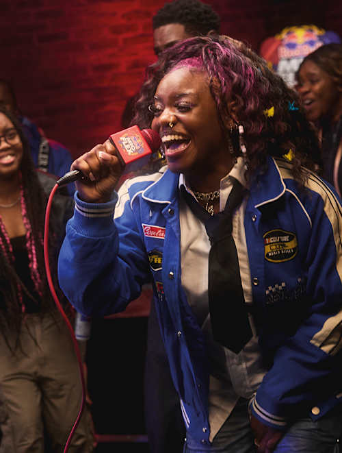 A rap artist MC Nicole Blakk perfoms at Red Bull Mic Flex