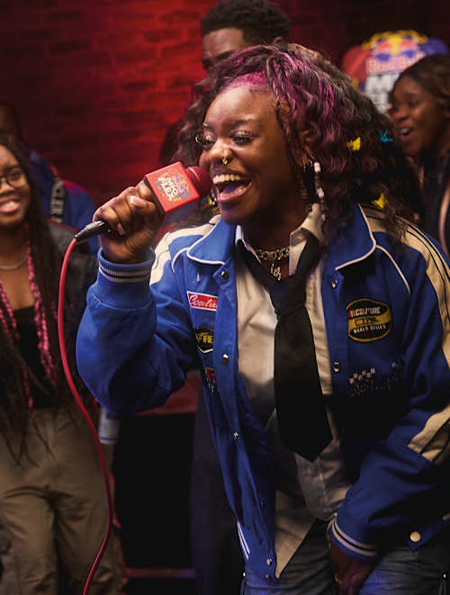 A rap artist MC Nicole Blakk perfoms at Red Bull Mic Flex