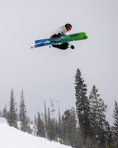 Mac Forehand hits a jump at Red Bull Cascade in Winter Park, CO