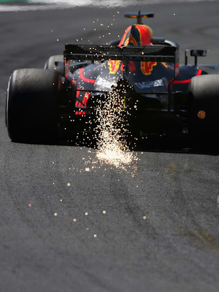 Sparks fly on Daniel Ricciardo's RBR car