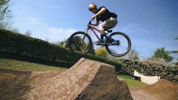 Matt Jones riding his backyard slopestyle course.