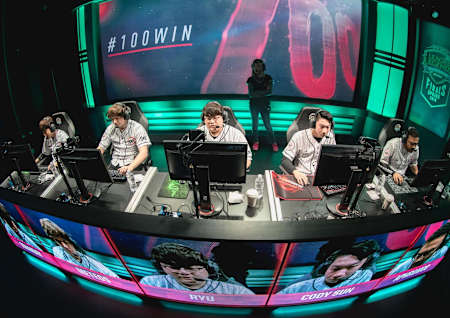 Aerial shot from 100 Thieves during the NA LCS Spring Split finals 2018.