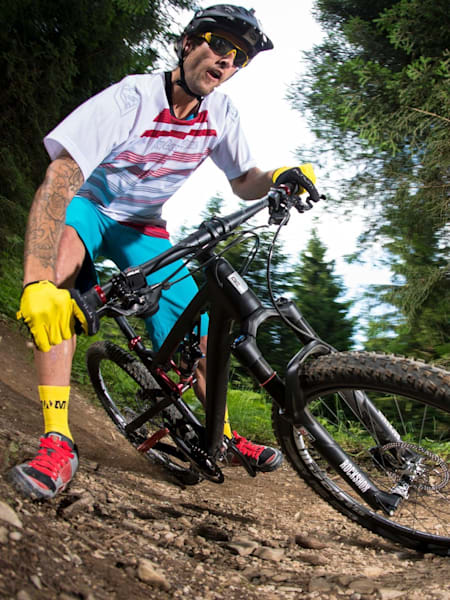 A mountain biker riding in Spain.
