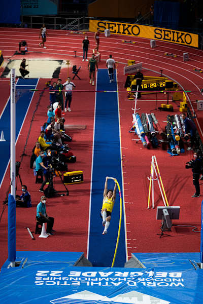 Armand Duplantis at the 2022 World Athletics Indoor Championships in Serbia