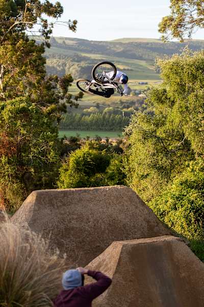 Brandon Semenuk performs during day 1 at Farm Jam in Winton, New Zealand on January 31, 2020.