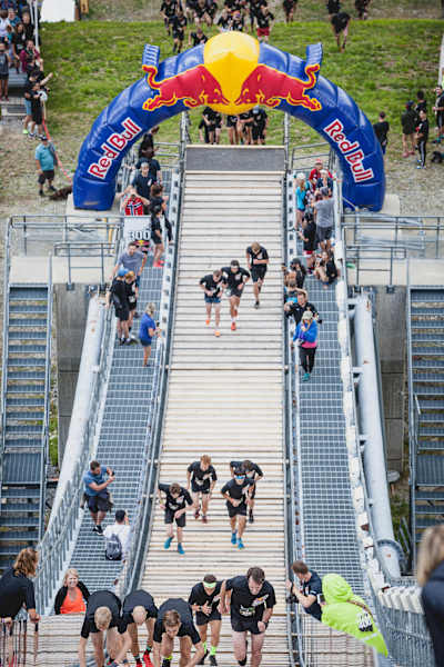Competitors run up the course at Whistler, Canada.
