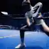 Beatriz González in action on the blue courts of Madrid at the 2025 Comunidad de Madrid Premier Padel P1 final, showcasing her dynamic play and Red Bull energy