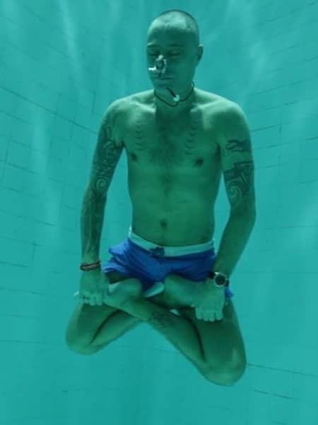 Stig Pryds at the bottom of deep pool Nemo