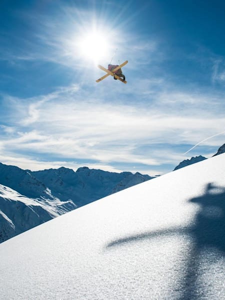 Paddy Graham skiing in Davos, Switzerland.