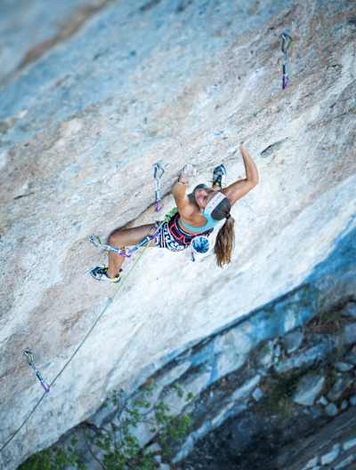 Angie Scarth-Johnson climbing in France in August 2022.