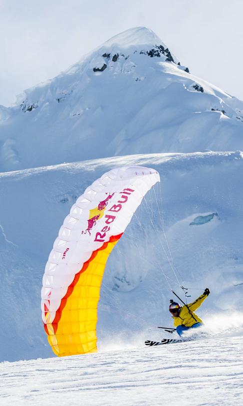 Mike Swanson speedrides in Pemberton, British Columbia, Canada on April 3, 2017.
