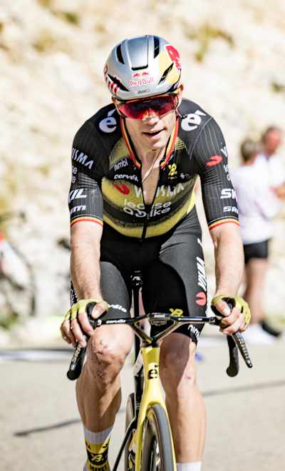 Wout van Aert of Team Visma-Lease a Bike, powers up Mont Ventoux during stage 16 of the 2025 Tour de France.