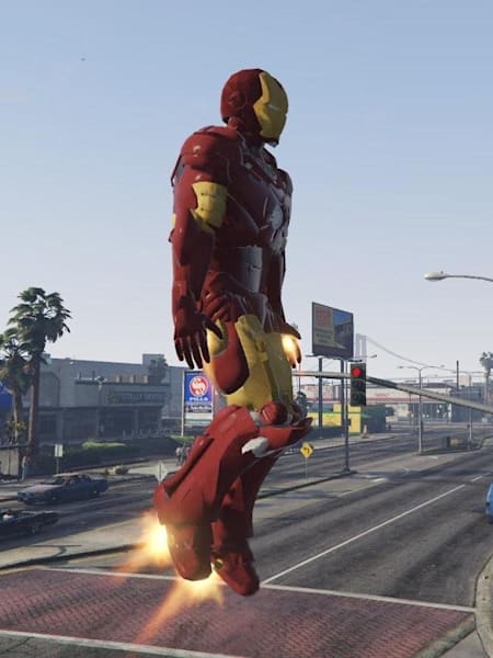 A screenshot of the GTA V Iron Man mod.