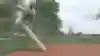 Cane assisted tail drop on a wooden bank