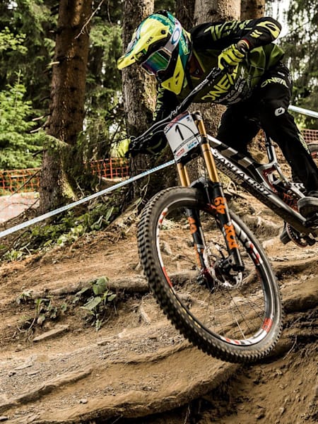 Greg Minnaar at Leogang DH World Cup practice on July 9, 2017.