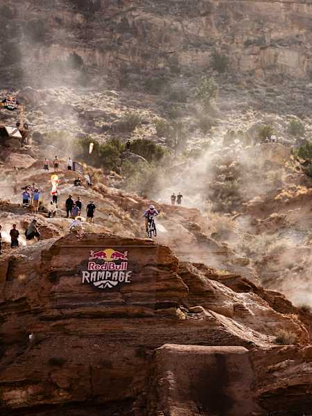 Robin Goomes rides her line during the first Red Bull Rampage women's competition in October 2024.