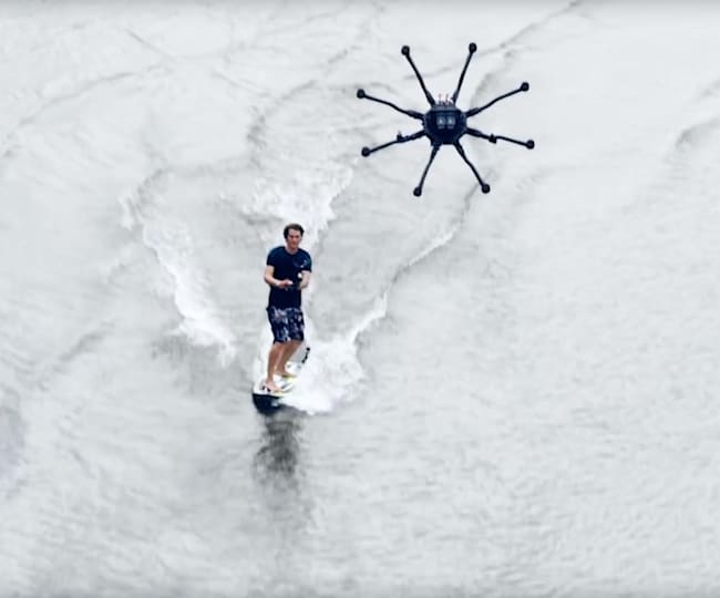 Wakeboard surfing remolcado con un drone