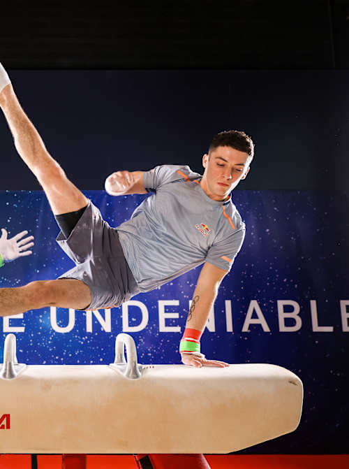 Ireland's Rhys McClenaghan training on the pommel horse