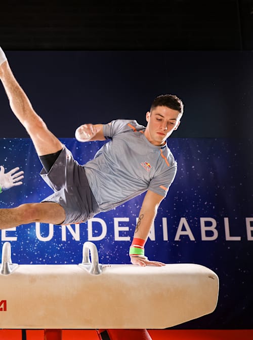 Ireland's Rhys McClenaghan training on the pommel horse