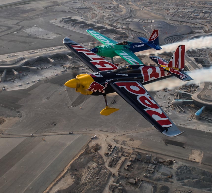 aerobatic flying red bull