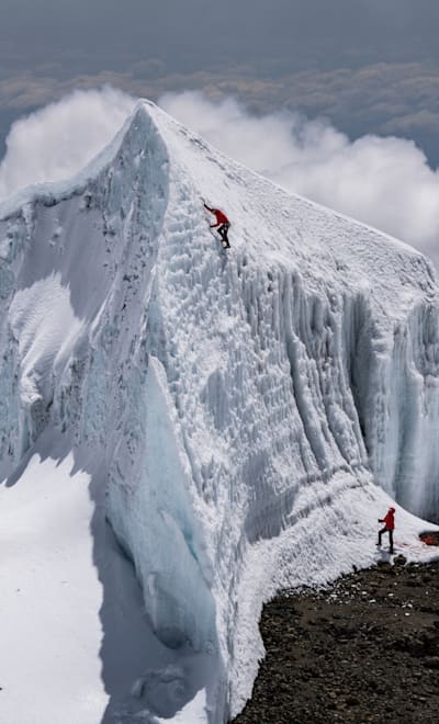 Will Gadd climbs the Eastern Icefield on Mt Kilimanjaro on February 25, 2020, in Tanzania, Africa.