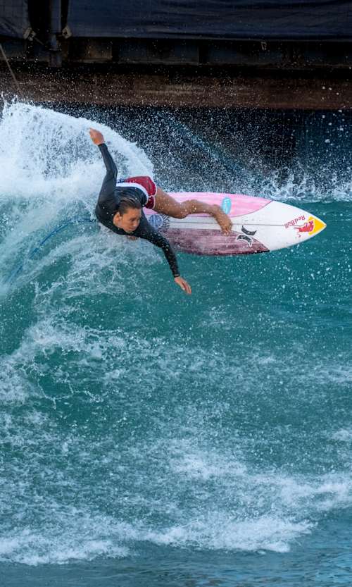 Carissa Moore trains at Surf Ranch in Lemoore, USA on September 22, 2020.