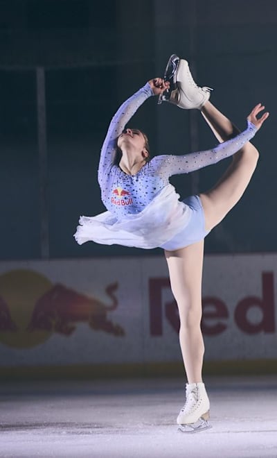 Isabeau skates at a rink in Los Angeles, CA