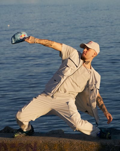Poppin C dances during a photoshoot in Lausanne, on February 24, 2020