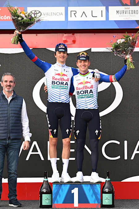 Remco Evenepoel und Giulio Pellizzari bei der Valencia-Rundfahrt