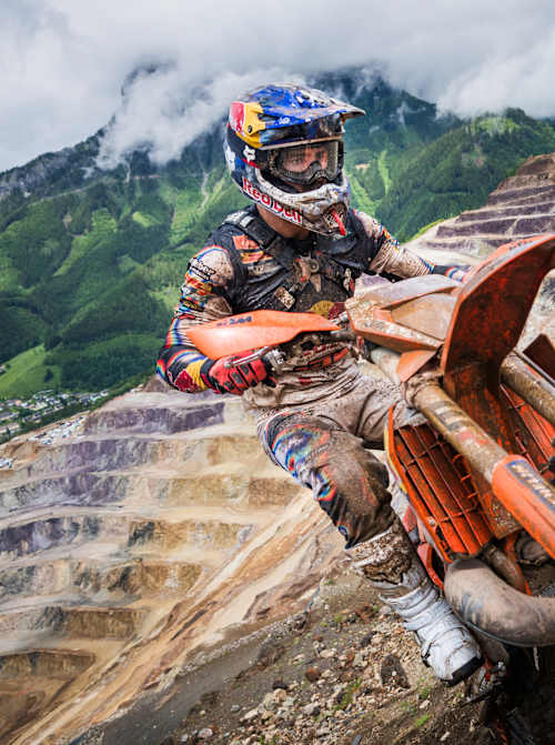 Manuel Lettenbichler performs during the Red Bull Erzbergrodeo 2024 in Eisenerz, Austria on June 2, 2024   