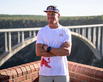 Obstacle course athlete Thomas van Tonder stands in front of Bloukrans Bridge ahead of his Red Bull Bridge Bars challenge.