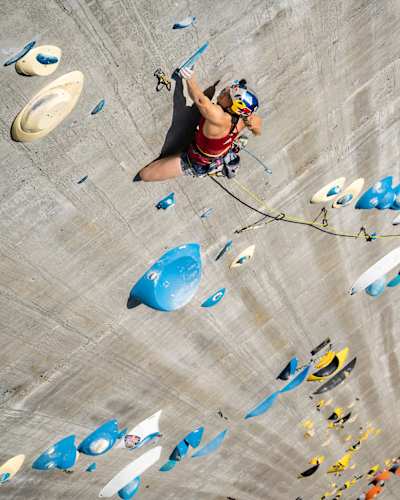 Petra Klingler competes at Red Bull Dual Ascent in Verzasca, Switzerland on October 27, 2022.