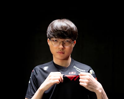 An image of Faker in a T1 shirt