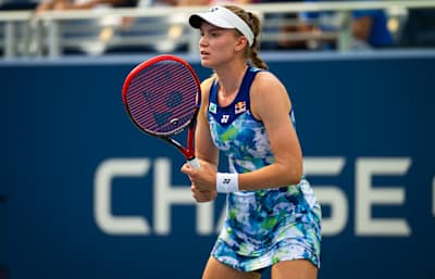 Elena Rybakina as seen during her first round match at the 2023 US Open in New York.