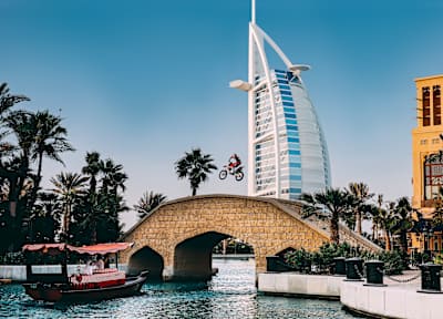 The jump over the bridge at the Burj Al Arab in Dubai was a hard technical challenge for Sam Sunderland.