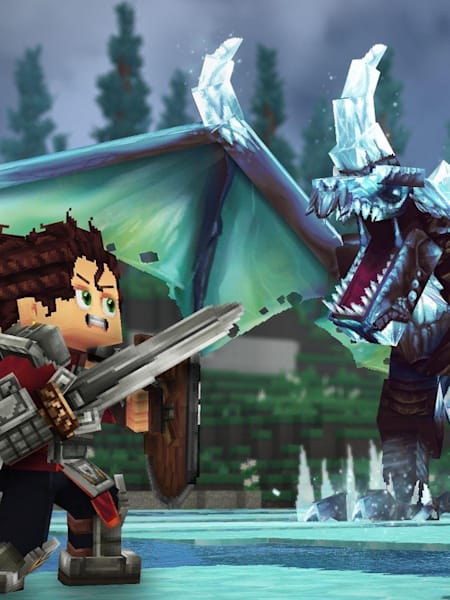 Drei Helden kämpfen gemeinsam gegen einen Eisdrachen