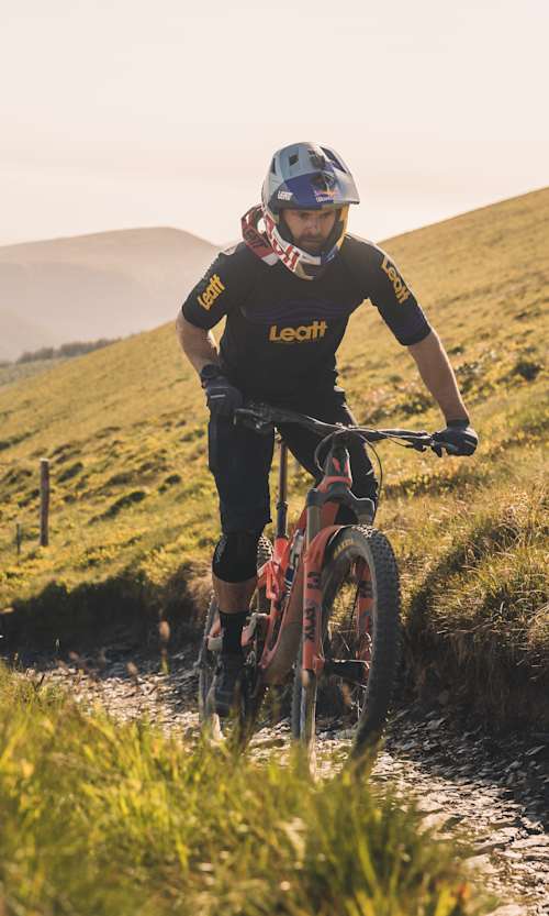 Greg Callaghan at the Red Bull Mountain Bike Performance Camp in Machynlleth, Wales, in May 2023. 