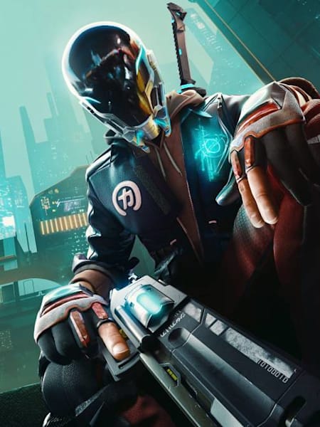 Een gewapend personage in de Battle Royale game 'Hyper Scape'