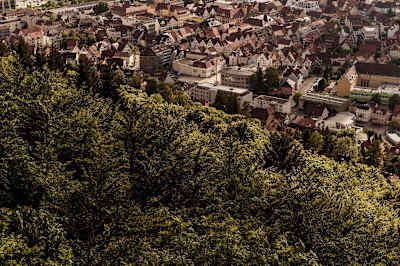 A view of the town Albstadt from above the course