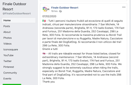 Situacija na trejlih, vsak dan na FB strani Finale Outdoor Resort