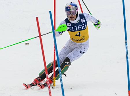 Lucas Pinheiro Braathen (BRA) at FIS Alpine Skiing World Cup on March 27, 2025 in Sun Valley, Idaho, United States. 