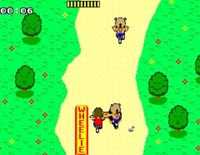 Una captura de pantalla de Alex Kidd BMX Trial.
