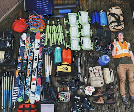 Mack Jones posing with all of the gear.