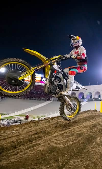 Ken Roczen races at Round 3 of the AMA SuperMotoCross Series at the Los Angeles Coliseum in Los Angeles, CA, USA on 23 September, 2023. 