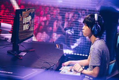 Pro Street Fighter player Gachikun at Red Bull Kumite 2017 in Paris.